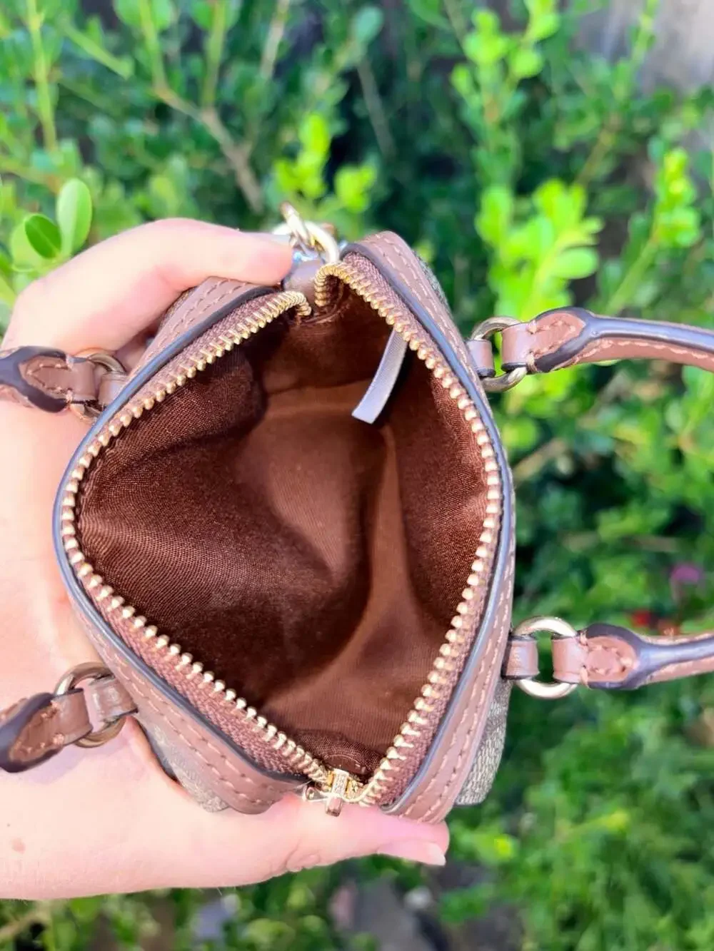 NWT Coach Mini Rowan Satchel Bag Charm In Signature Canvas Brown